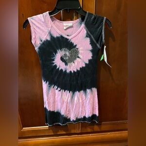NWT Kashten Pink and Black Tie-Dye Dress with Heart Design Size 7/8